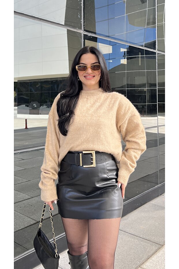 SİYAH ŞORTLU DERİ ETEK - 3