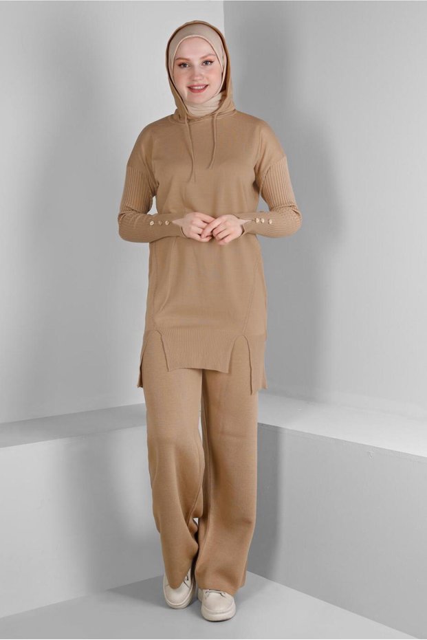 DOUBLE PANT WITH SLIT DETAILKnitwear Suit 43213
