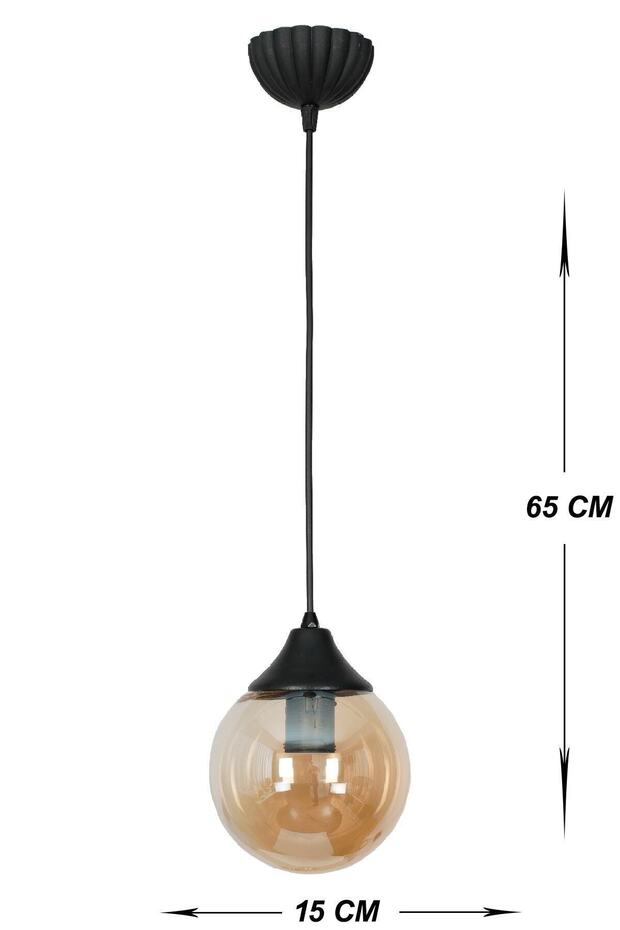 Aydınlatma Mehtap Tekli Siyah Glop Bal Cam Avize Sarkıt Avize Camlı Glop Avize Siyah Avize - 6