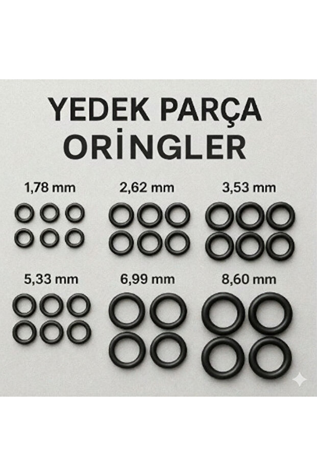 20 Çeşit 200 Adet Kauçuk 1.78mm O-ring Conta Takımı Kilitli Poşetli - 3