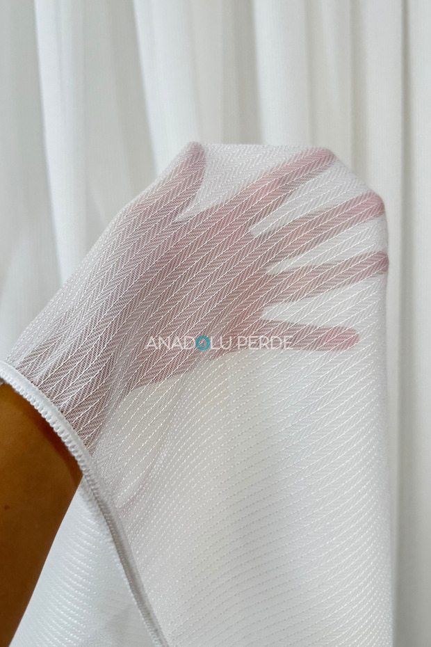 Herringbone Tulle Curtain Ecru 1/3 Dense Pleated, Suitable for Living Room and All Rooms