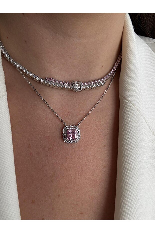 3 MM Pembe Su Yolu Kolye - 1