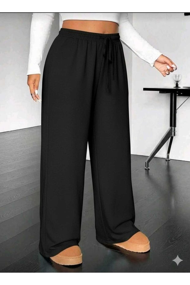 Women's Black Oversized Plus Size Sportswear High Quality Loose Fit Stretchy Comfortable Fabric Sweatpants