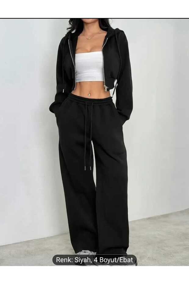 Black Women's Baggy Plus Size Sportswear Loose Fit Stretchy Comfortable Fabric Sweatpants