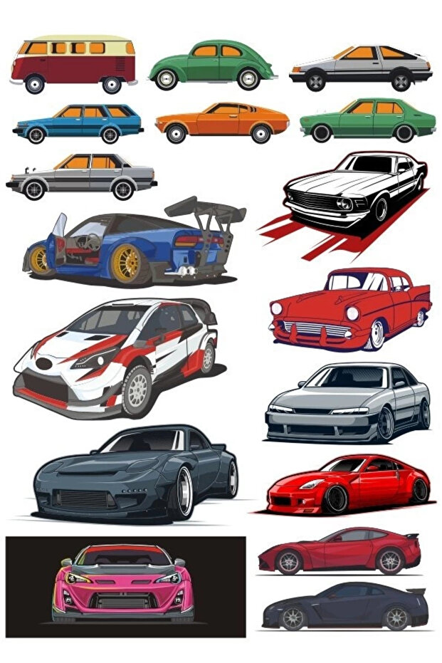 Cars Sticker Set 13 Pieces Phone, Tablet, Notebook, Laptop Sticker