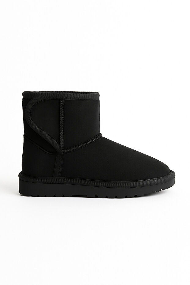 Girl's Black Regular Length Banded Fur Winter Boots