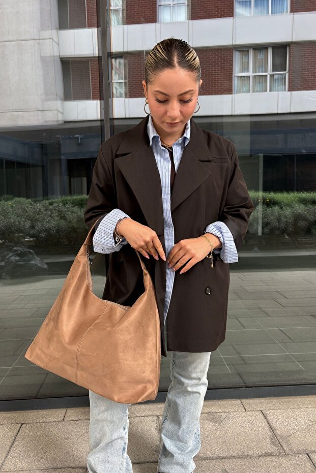 Boho Suede Shoulder Bag – Large Volume, Daily & Office Use (46×30×11 cm) - 4