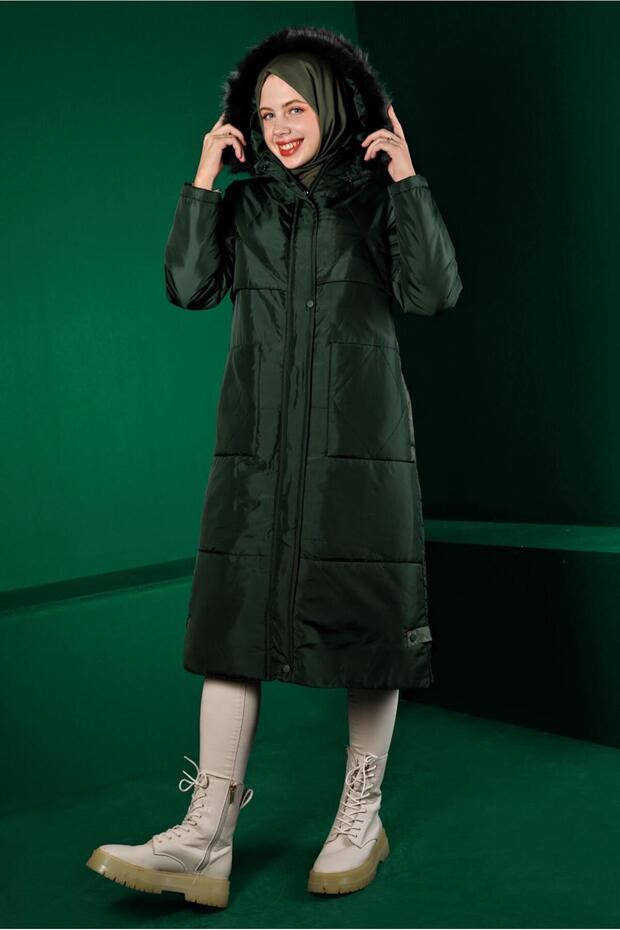 Hooded Zippered Inflatable Coat 90317