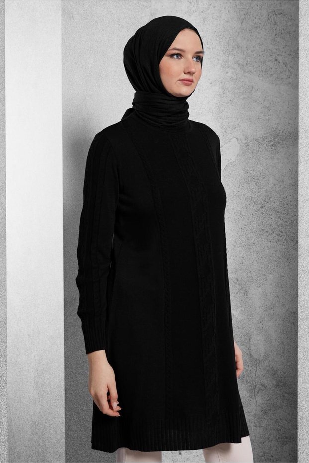 44905 Model Knitted Patterned Knitwear Tunic