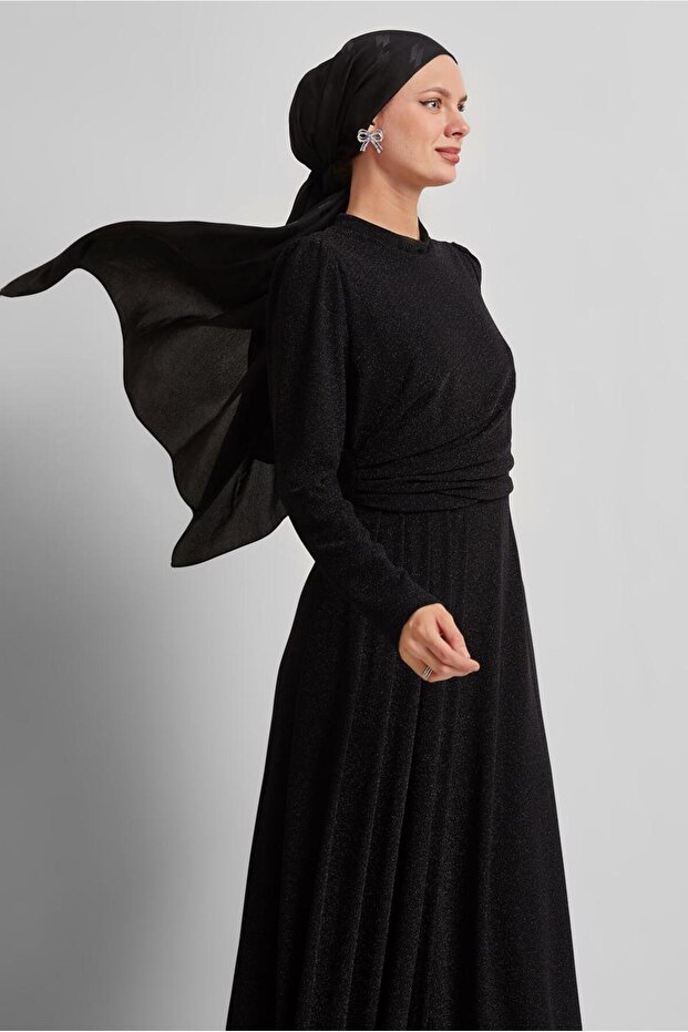 DRAPE DETAYLI SİMLİ ELBİSE 45677 - 1