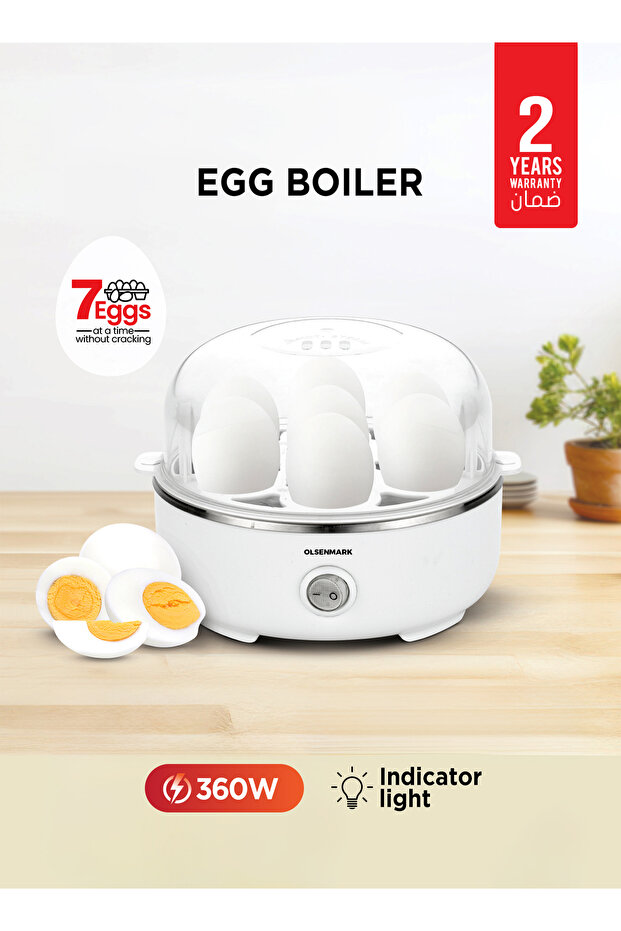 Egg Boiler steamer OMEB7043 360W Cooks 7 Eggs 3 Cooking Stages, Automatic Power Off