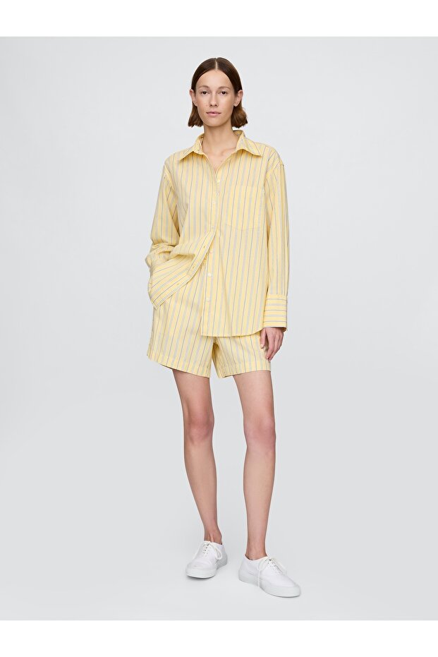 Kadın Sarı Organik Pamuk Poplin Boxer Şort - 2