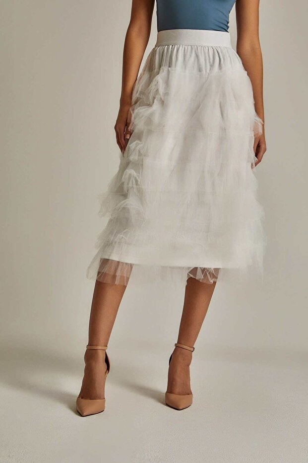 تنورة ميدي شيفون سادة - 4