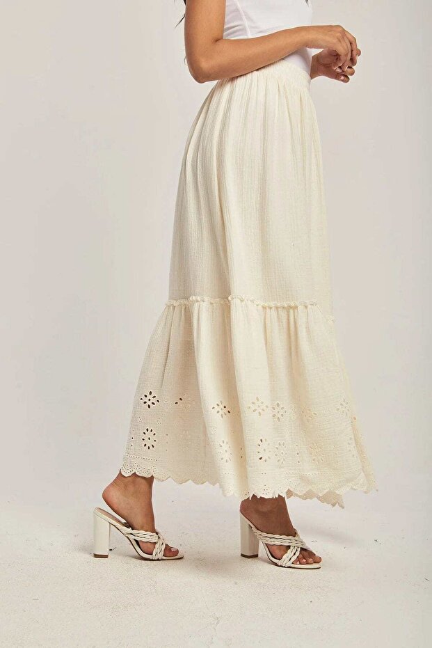 تنورة سادة عالية الخصر - 4