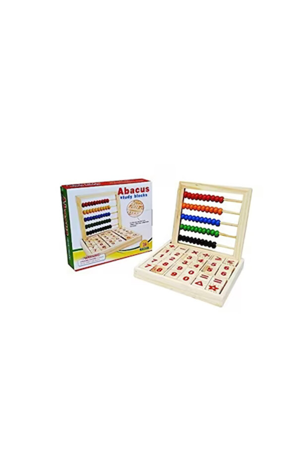 Abacus made of wood with letters, numbers, and mathematical operations - 2
