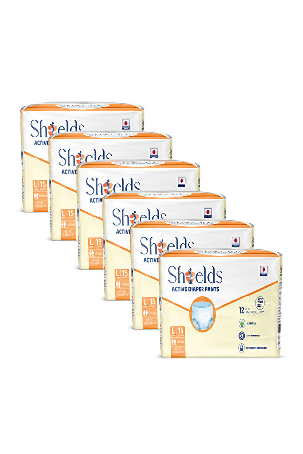 Active Adult Diapers Pull-Up Pants, Super Absorbent Leak Guard, Large - Pack of 6 (90 pcs)