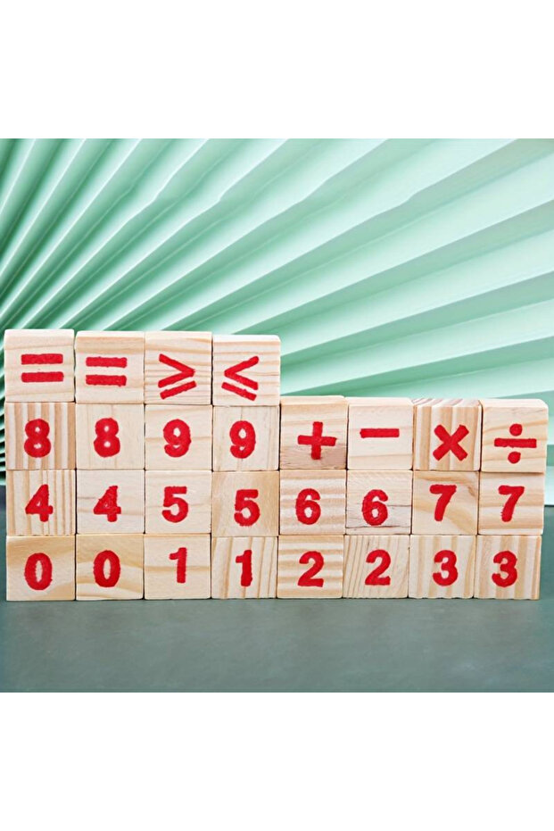 Abacus made of wood with letters, numbers, and mathematical operations - 3
