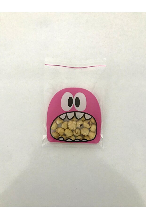 100 Adet 10x14 Cm Pembe Canavar Figürlü Bantlı Şeffaf Opp Jelatin Poşet, Kurabiye Poşeti - 7