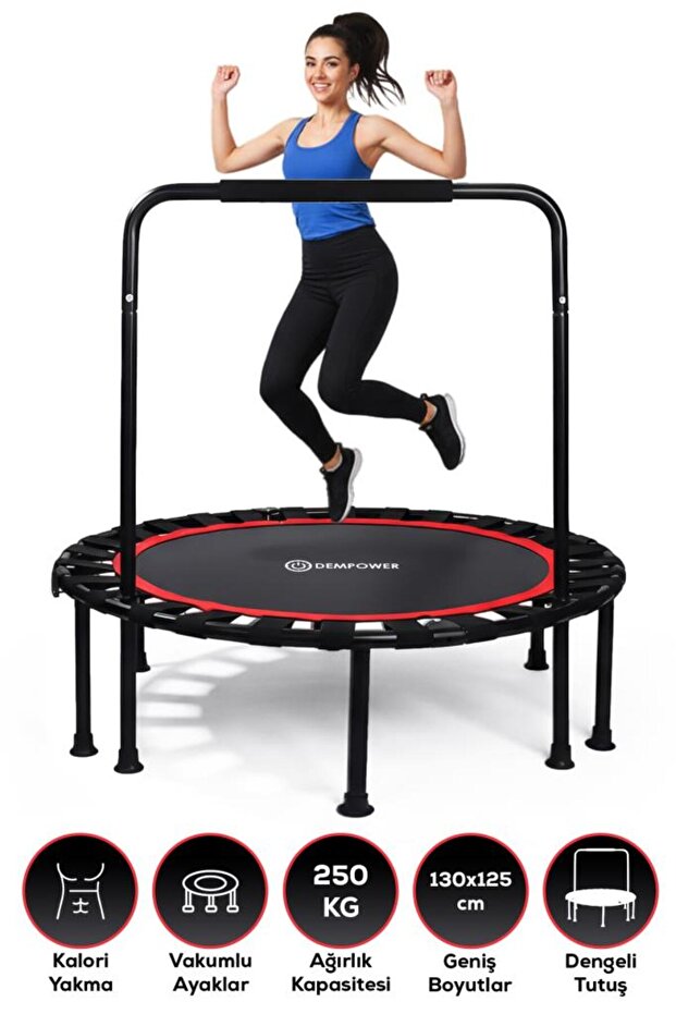 DEMPOWER 250 KG Taşıma Kapasiteli 130x125 cm Katlanabilir Destekli Trambolin