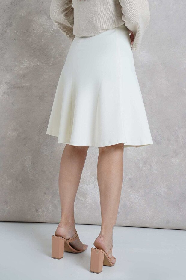 Solid Front-Button Skirt - 1