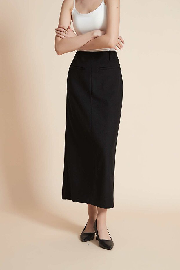 Solid Midi Skirt - 6