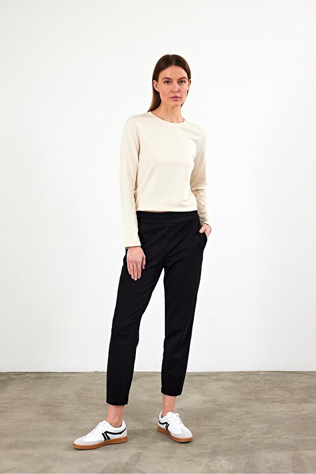 Gloria Bisiklet Yaka Regular Fit Basic Tişört-Bej - 2