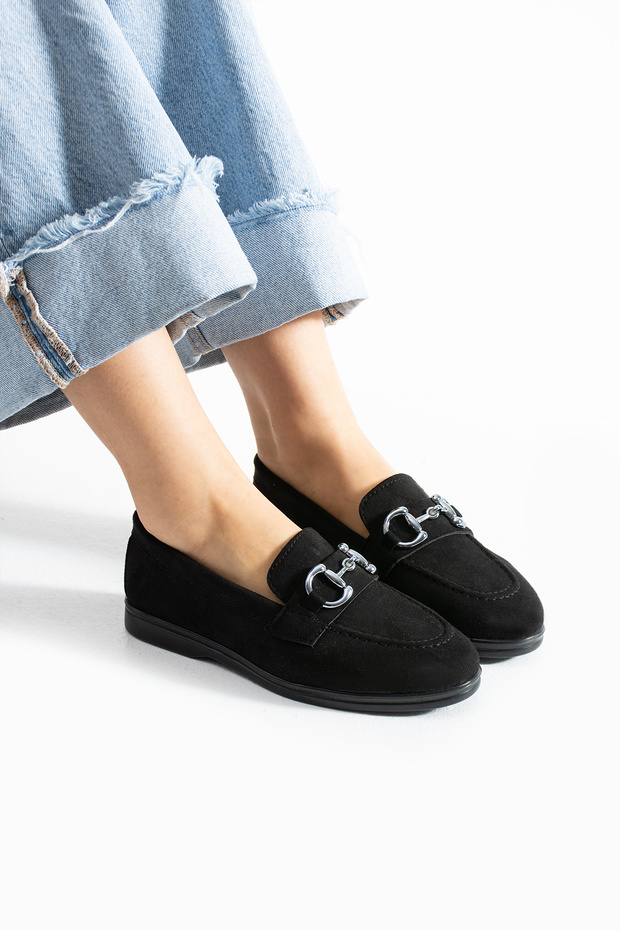 Siyah Süet Loafer Ayakkabı - 2