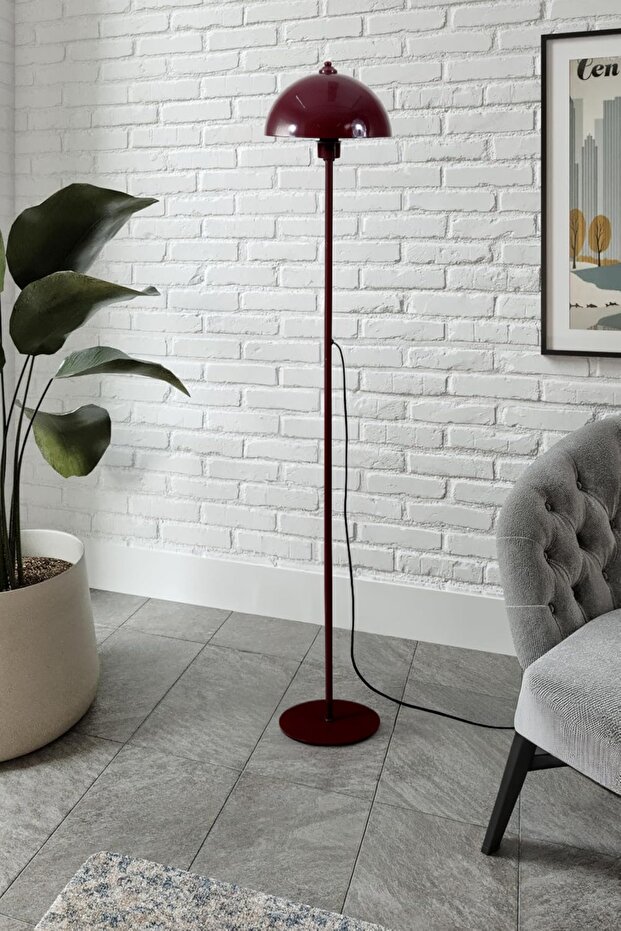 Modena Retro Bordo Metal Başlıklı Tek Ayaklı Lambader - 4