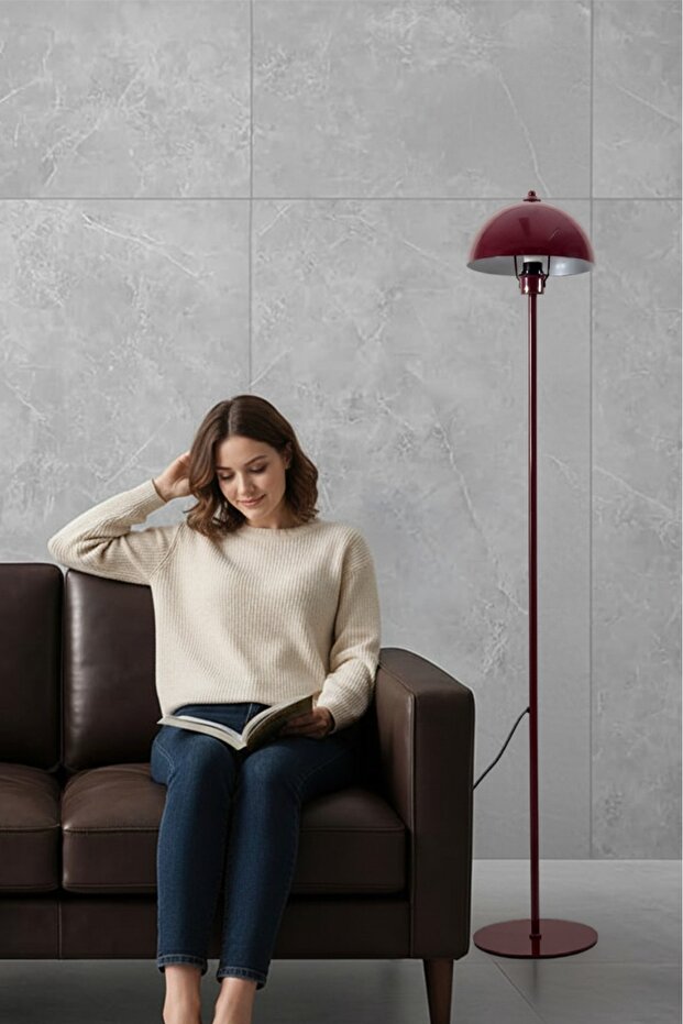 Modena Retro Bordo Metal Başlıklı Tek Ayaklı Lambader - 6