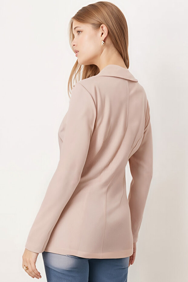 Kadın Bej Tek Düğmeli Ceket Arm-20k001020 - 4