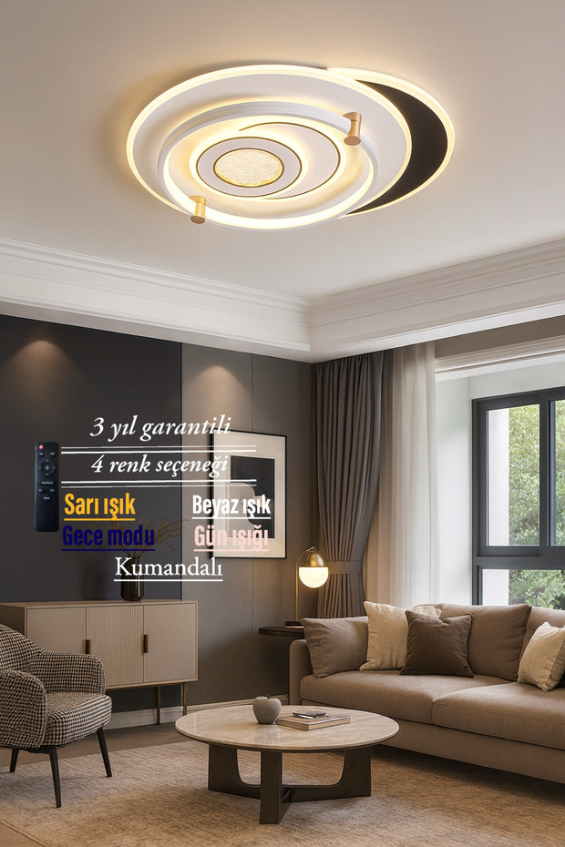 Lucent Modern Halkalı Plafonyer Avize - 2