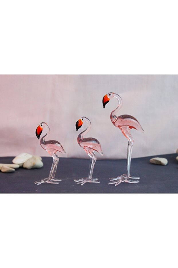 Flamingo Dekoratif Cam Biblo 3'lü Set - 1