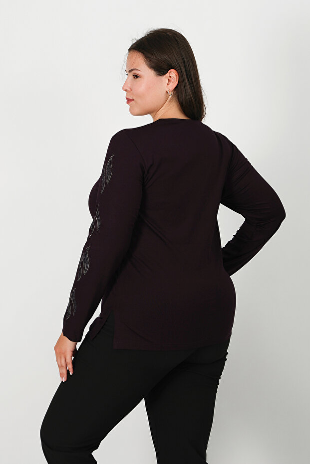 Taş Baskı Penye Bluz - 5