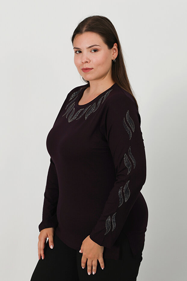 Taş Baskı Penye Bluz - 3