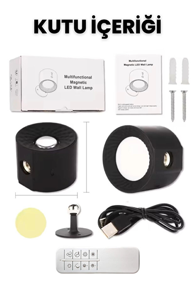 Mıknatıslı Uzaktan Kumandalı Çift Taraflı Duvar Aplik LED Aydınlatma 3 Renk USB Şarjlı - 8