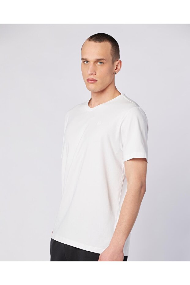Vshape Erkek Beyaz Regular Tişört - 2