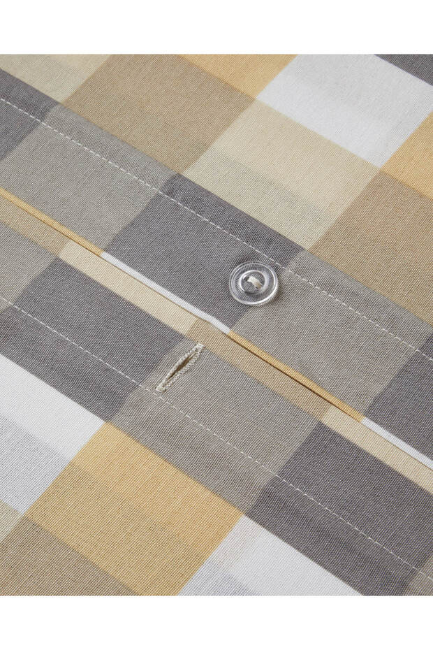 Cuby Kolay Ütülenir Tek Kişilik Nevresim Seti 160x220 cm Gri-Hardal - 5