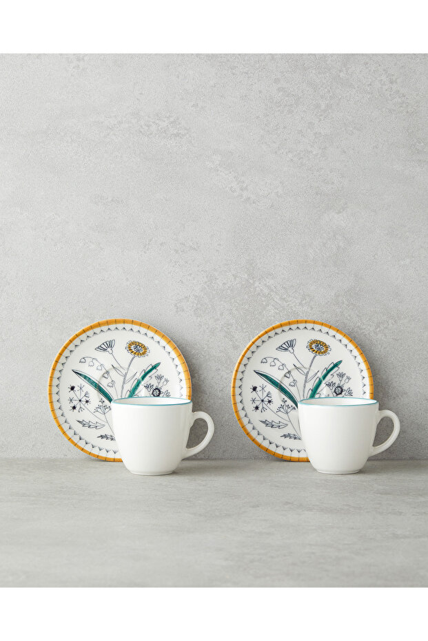 Zelia Bone Porcelain 4 részes kávéscsésze készlet 2 személyes 90 ml színes - 1