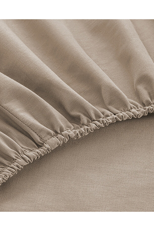 Plain Cotton Single Plus Fitted Sheet Coffee Foam - 3