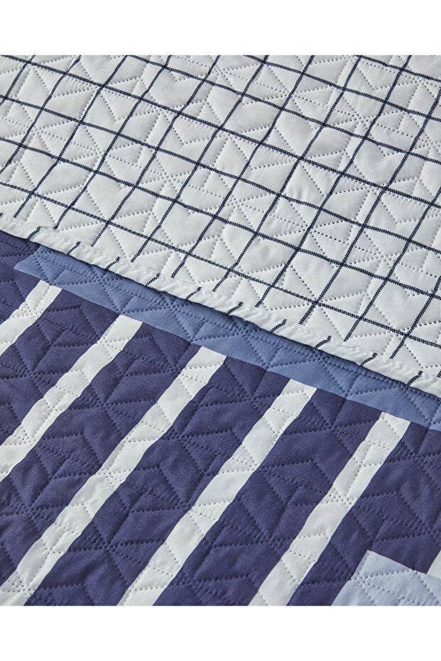 Patch Line Çift Taraflı Çift Kişilik Çok Amaçlı Örtü Lacivert - 3