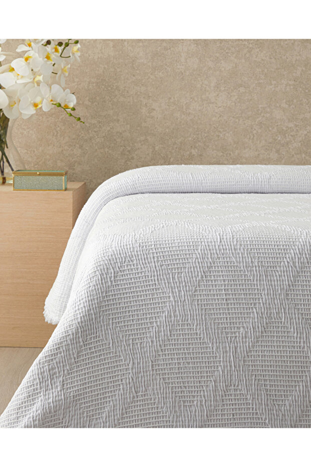 Morgan Pamuk Polyester Çift Kişilik Yatak Örtüsü Beyaz - 2