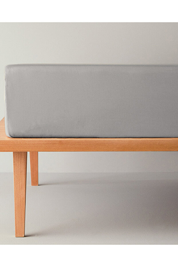 Micell Cotton Satin Single Fitted Sheet, Silver