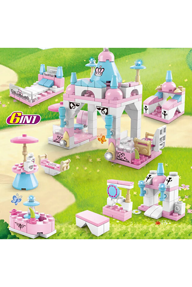 8612-1 6-in-1 Girls Castle Building Block Kit - Create Unique Structures with Deformable Combination - 4