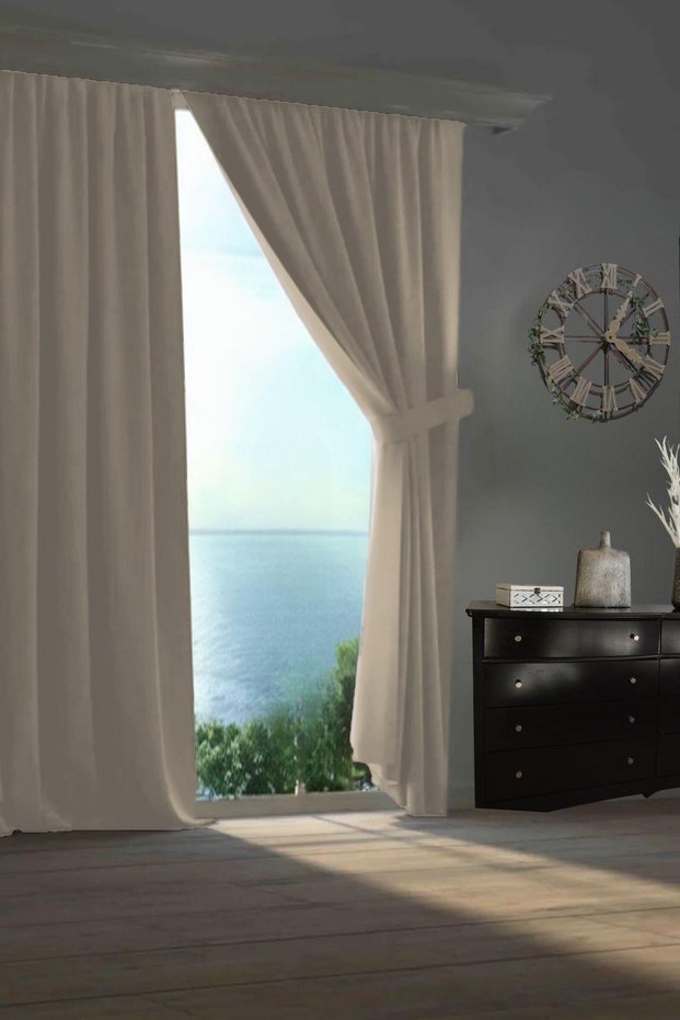 Blackout Drapery Curtain Living Room Hotel Living Room Children's Room Decorative Light-Blocking Sun Visor Cream