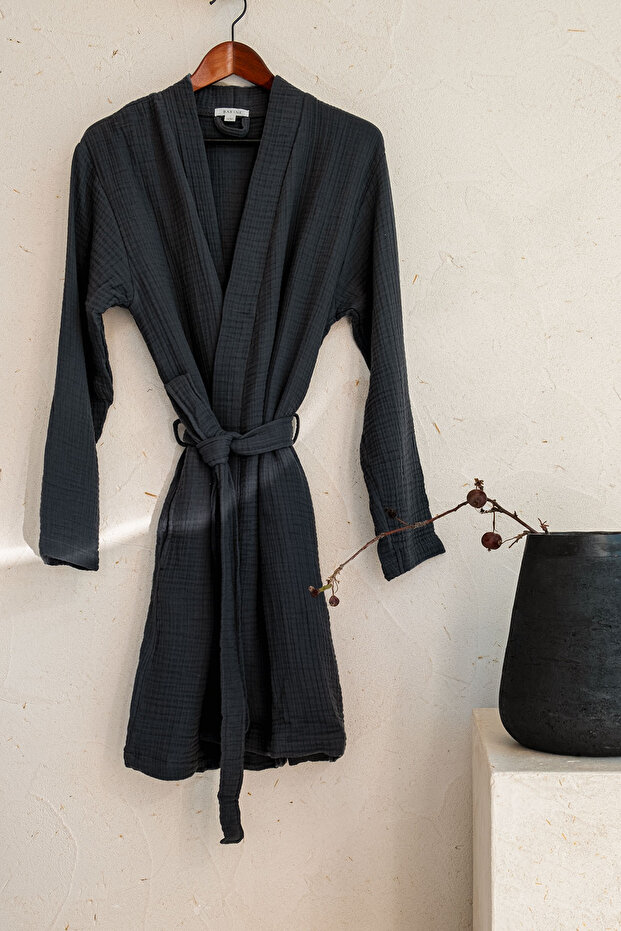 Cocoon 4 Layer Muslin Bathrobe Anthracite