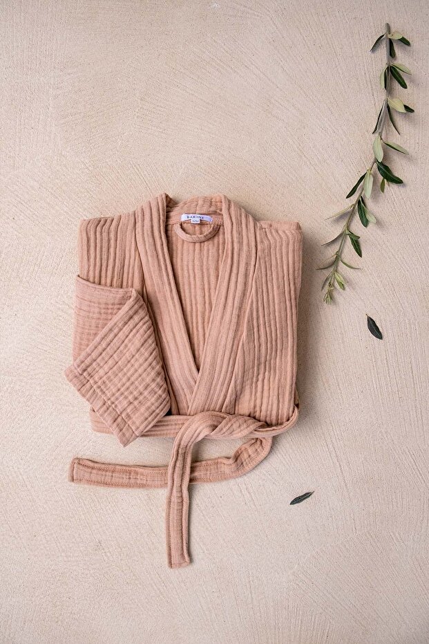 Linen Gauze Linen Bathrobe Beige