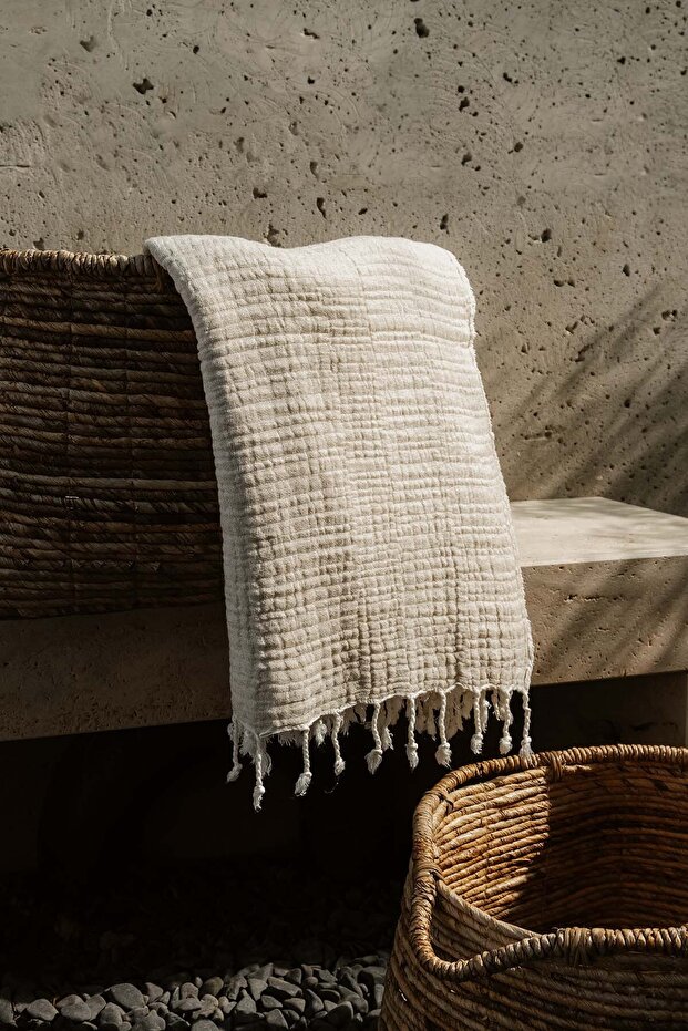 Dore Silky Sofa Shawl Natural 120X170 cm