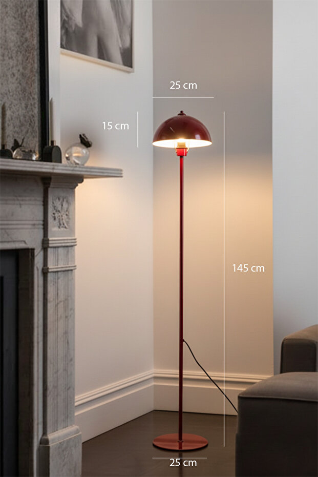 Modena Retro Bordo Metal Başlıklı Tek Ayaklı Lambader - 7