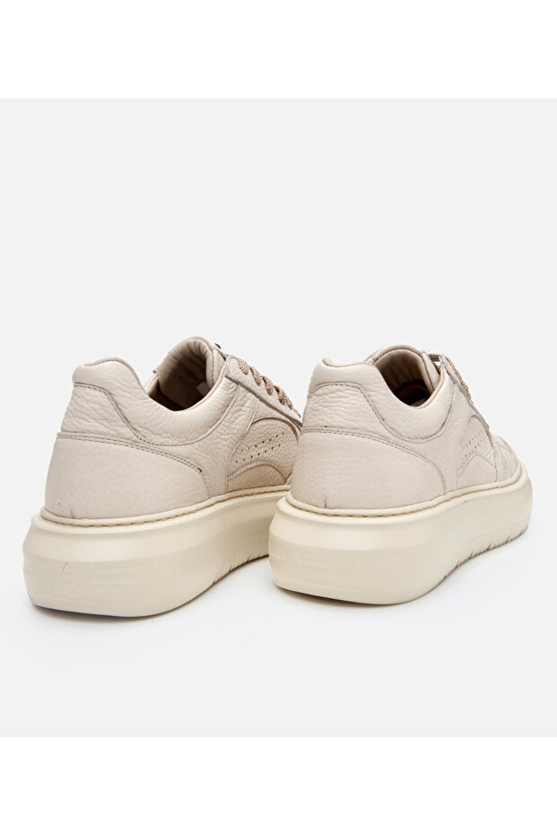 Erkek Deri Bej Yüksek Tabanlı Spor Ayakkabı - 6