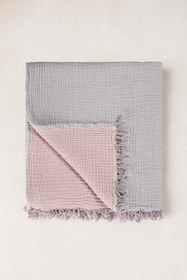 Cocoon 4 Layer Muslin Bedspread Light Gray